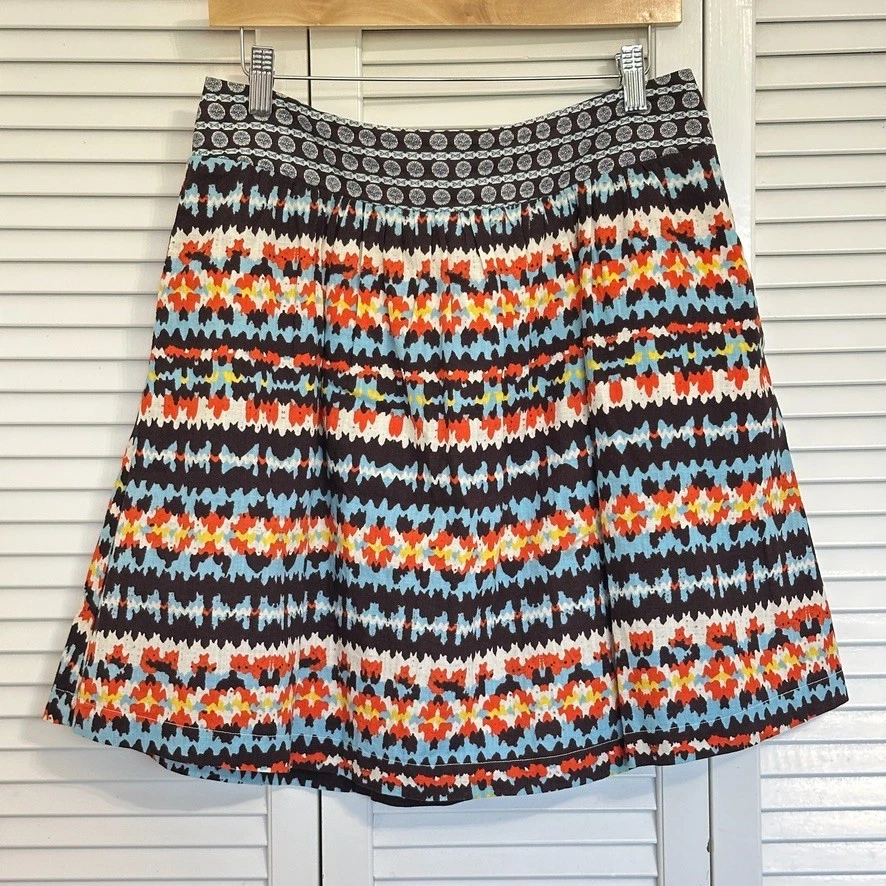 Vintage Anthropologie Porridge Skirt Sz 10 Cotton Lined Pockets Boho Flared Knee