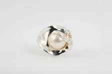 Hagit Gorali 925 Silver Ring with Pearl Size 7.5 (8.88g.)
