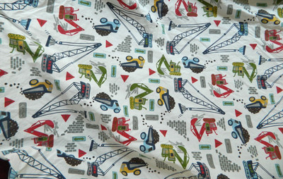 Pottery Barn Kids Construction Equipment Trucks TWIN Fitted Sheet 100% Cotton