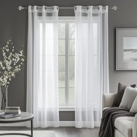 Transparent Gardinen Wohnzimmer Voile Vorhang ÖSenvorhang Weiß 245X140 Cm Set