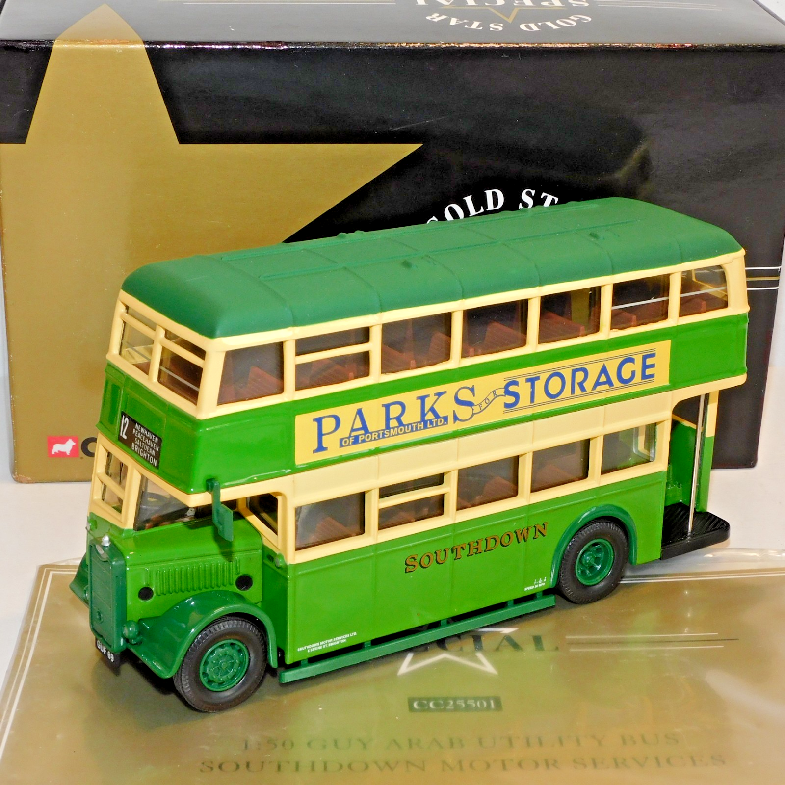 CORGI GUY ARAB UTILITY BUS SOUTHDOWN ROUTE 12 BRIGHTON 1/50 CC25501 GOLD STAR