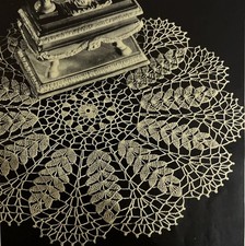 Vintage 1930-1950's Crochet Pattern HARVEST WHEAT Ecru Fillet Lace Doily 15"