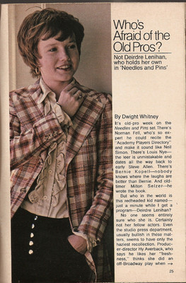 1973 TV GUIDE ARTICLE ~ DEIRDRE LENIHAN of NEEDLES and PINS | eBay