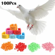 100PCS Bird Rings Leg Bands For Pigeon Parrot Clip Rings Number 1-100 US