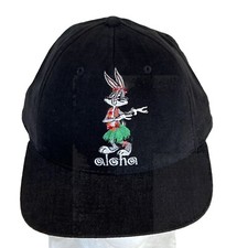 Warner Bros Studio Bug Bunny Aloha Honolulu Black Vintage Snapback Made USA