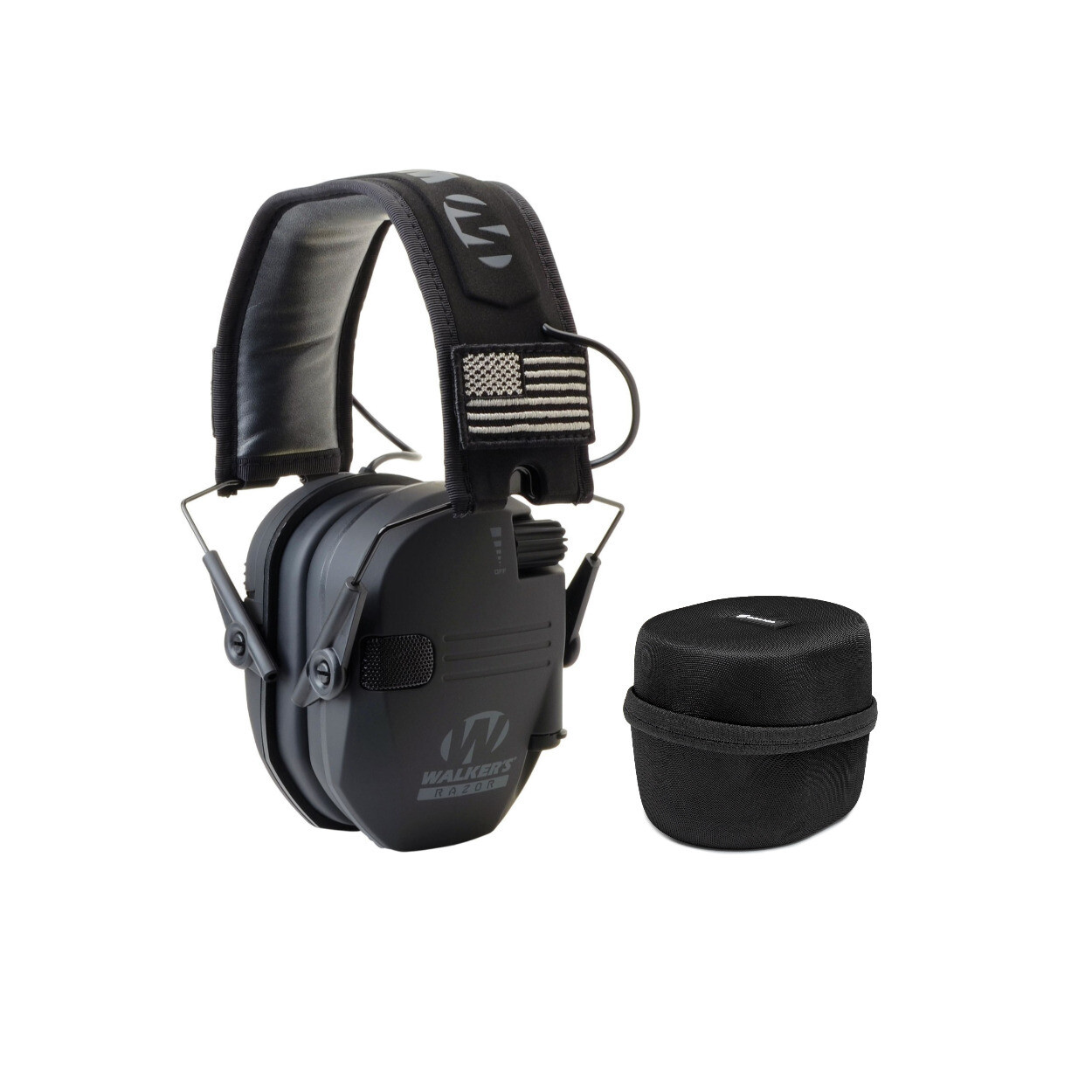 Наушники-вкладыши Walkers Game Ear Razor в черном исполнении Patriot с защитным чехлом