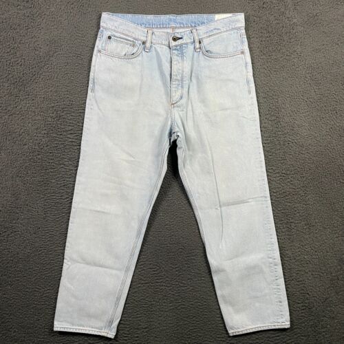 rag & bone Jeans Mens 33x27 Blue Beck Relaxed Fit Cropped Light Wash Button Fly