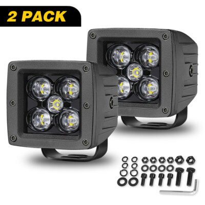 2x 3'' LED Spot Cube Pods Offroad SUV For 02-08 Dodge RAM Foglight  Opening Mount