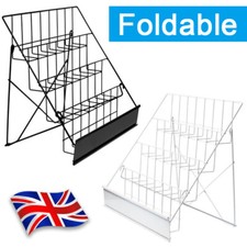4 Tier Wire Book Magazine Counter Card Rack Display Stand in white Black UK