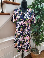 A New Day Women's Multicolor Polyester V-Neck Half Sleeve Knee Length Dress S