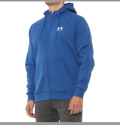 Under Armour Men's Rival Long Sleeve Hoodie Size L Blue MSRP $59.99 Full Zip