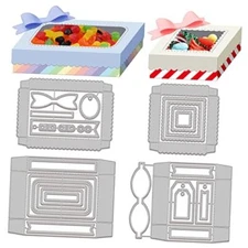  Gift Box with Window Cutting Dies Metal 3D Candy Box Frame Die Cuts Embossing 