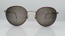 Vintage Van Huesen Brooke Gold Burgundy Round Italy Sunglasses FRAMES ONLY