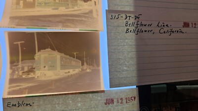 7ORIG 1957 LOS ANGELES LA WATTS LONGBEACH SURFACE TROLLEY COLOR  Photo Negatives