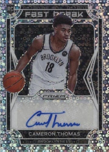 2021-22 Panini Prizm Cameron Thomas Rookie Signatures Blue Wave