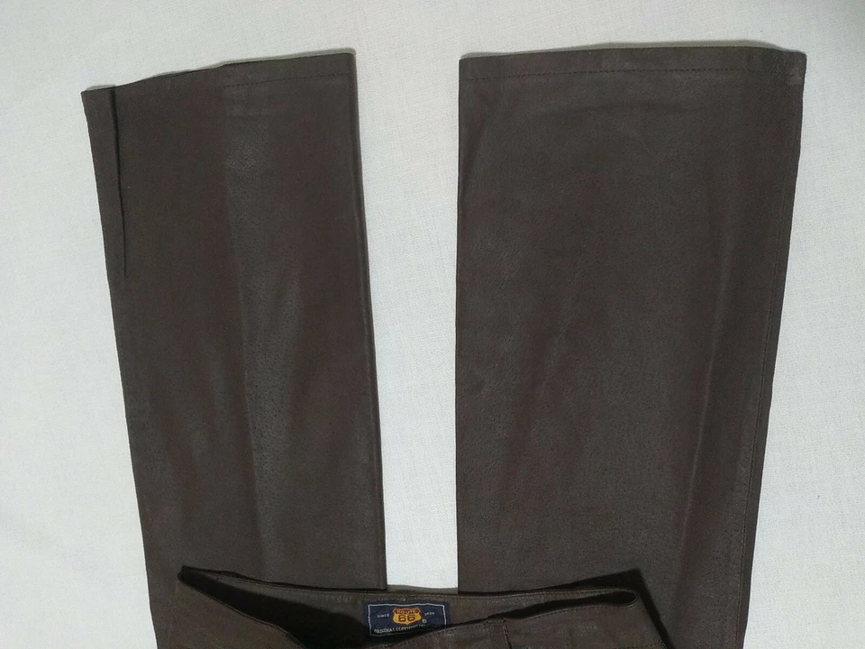 Route 66 Brown Leather 4 Button Front 5 Pocket Lined Pants - Image 4 of 4