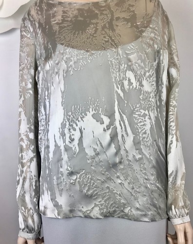 DAYMOR BY MERCEDES FERREIRA GRAY SILVER SILK GOWN MAXI LONG DRESS WEDDING USA 16 - Picture 2 of 11