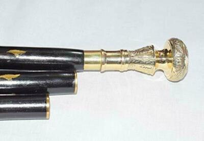 Vintage Antique Walking Cane Wooden Walking Stick Brass Handle Knob Gift