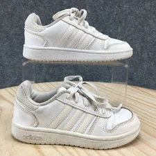 Adidas Shoes Children 12 Hoops 2.0 Sneaker White Leather Lace Up Comfort F35891