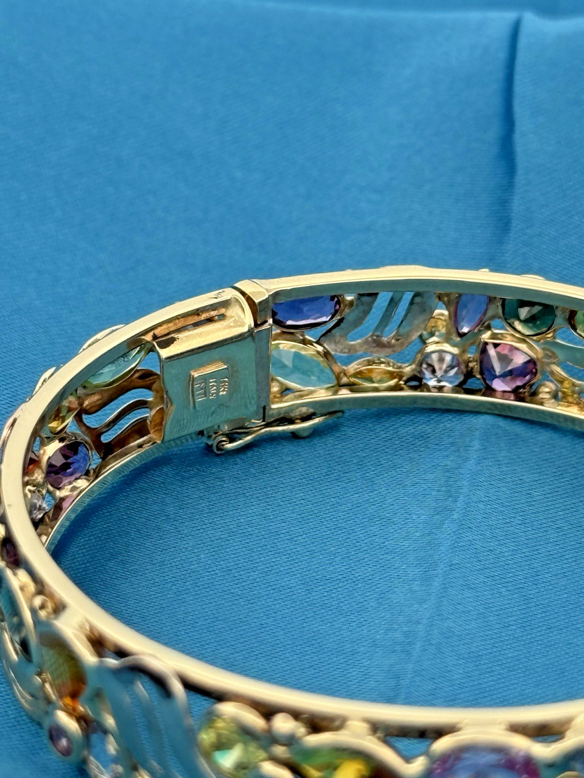 Unique Solid 14K Yellow Gold Multicolor Gemstones… - image 5