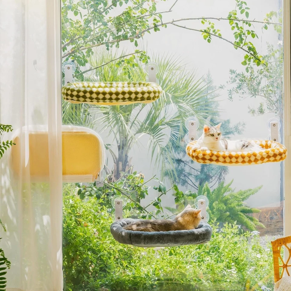 Mewoofun Hamaca Suave Gato Ventana Percha Gato para Ventana con 4 Ventosas Fuertes Foto 2 de 4