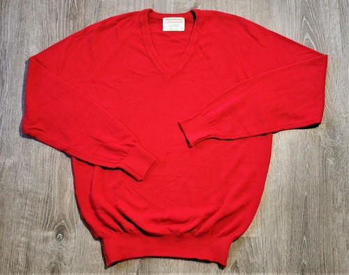 Suéter Lord Jeff De Colección Años 60 Años 70 Rojo Cuello en V Superblando Tejido en EE. UU. M - Imagen 2 de 10