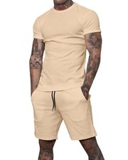 Mens Short Sets 2 Piece Outfits Fashion Summer Tracksuits Casual Shirt and Sh...