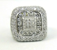Natural Round Diamond Cluster Invisible Square Men's Ring 14k White Gold 4.70Ct