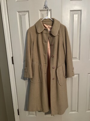 Vintage Womens FORECASTER OF BOSTON neutral Camel long winter wool coat Sz 9/10