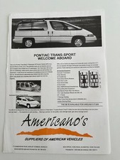Americano's UK Imports Pontiac Trans-Sport 3.1 V6 Flyer Brochure Early 1990s
