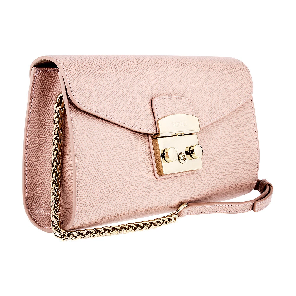 Furla Metropolis Ladies Small Pink Moonstone Leather Pochette