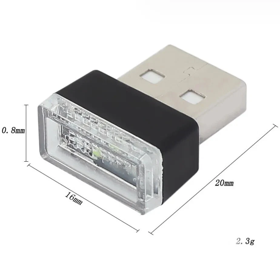 Blue 2 x Mini USB Car Atmosphere Lights LED Cigarette Lighter Decorative Lights Foto 3 de 4