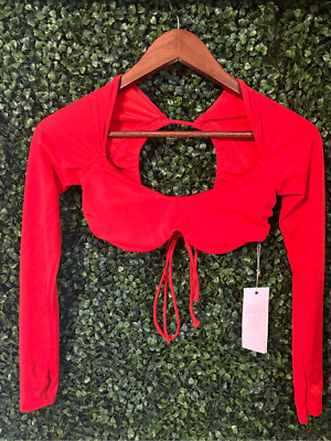We are HAH Hot as Hell Keep It Up Swim Top Sz Small Red NWT 2