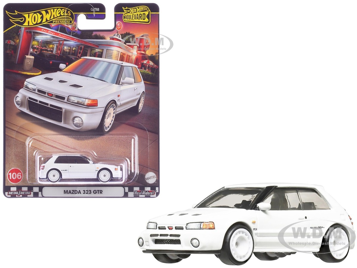 MAZDA 323 GTR RHD WHITE DIECAST MODEL CAR BY HOT WHEELS