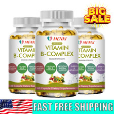 Vitamin B Complex 180 Capsules B1,B2,B3,B5,B6,B7,B9,B12, Immune Support Pills