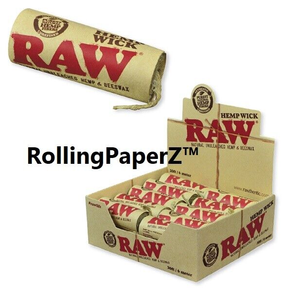 ONE RAWTHENTIC RAW ROLLING PAPER HEMP WICK 20 ft / 6 meters ALL NATURAL. Available Now for 6.99