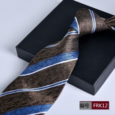 New Classic Striped Gray Blue JACQUARD WOVEN 100 Silk Men's Necktie Tie