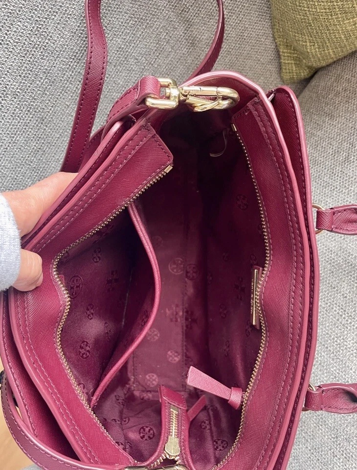 TORY BURCH EMERSON TOP ZIP LEATHER BAG WITH TORY BURCH NECKERCHIEF