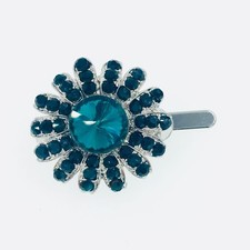Sunflower Magnet Hair Clip Hairpin Rhinestone Crystal Flower Barrette Green 31