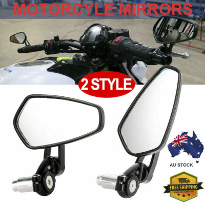 2pcs 7/8'' Motorbike Handle Bar End Rearview Motorcycle Side