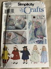 NEW Simplicity Craft 9833 Sewing Patterns/ 18 Doll Accessories