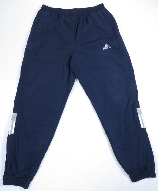Adidas Blue 3 Stripes Windbreaker Jogger Track Pants L Ankle Zippers