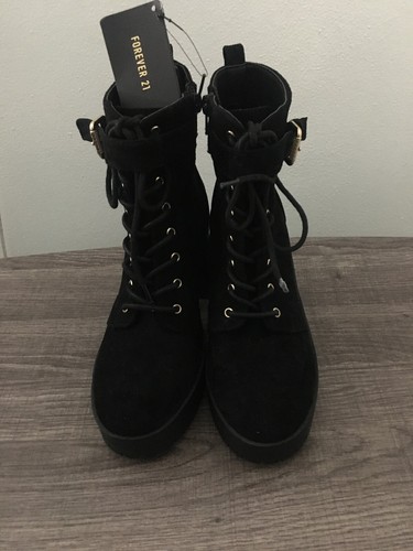 Faux Suede Combat BOOTS SIZE 