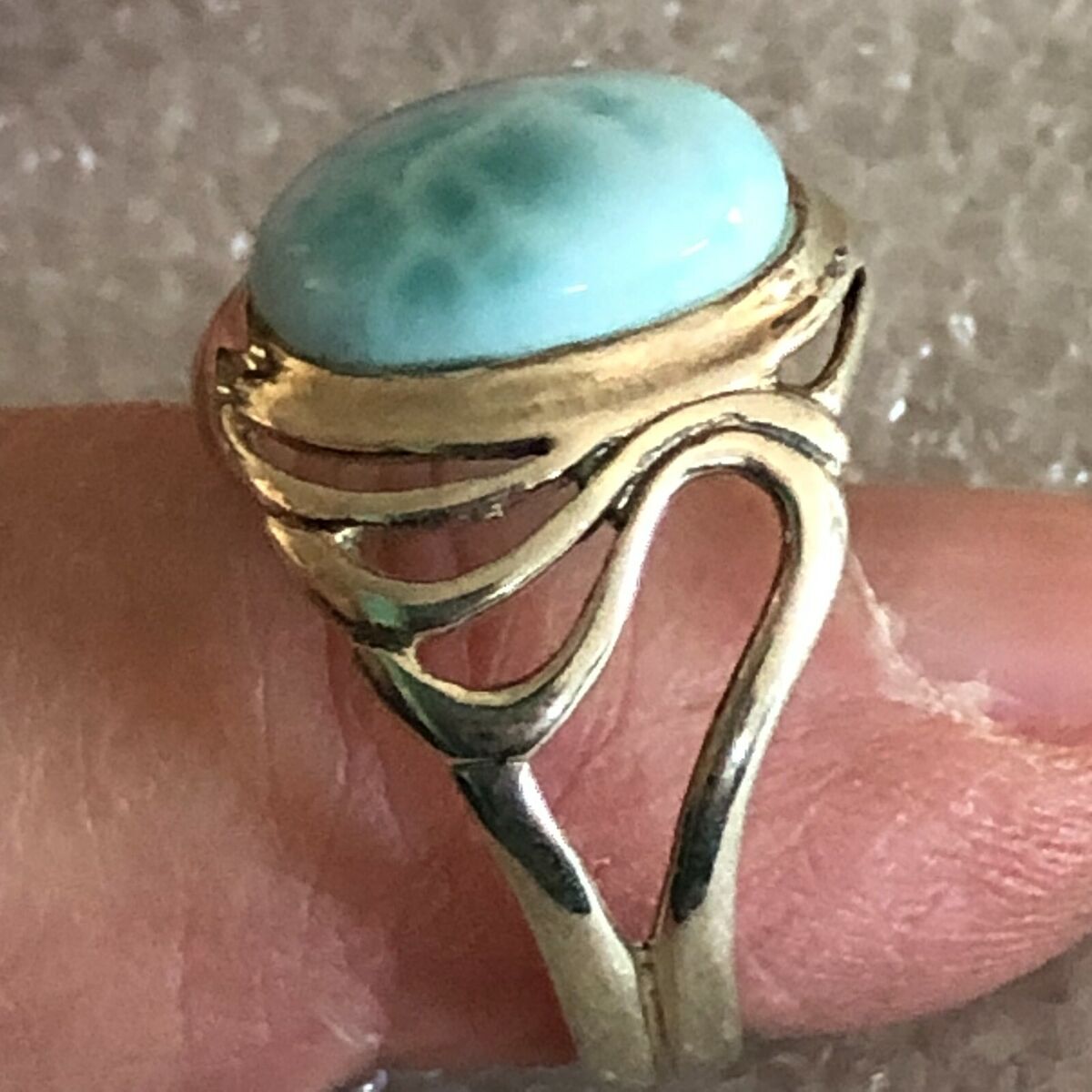 NWOT BBJ 925 Silver Larimar Swirl Ring Size 11