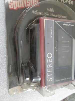 Vintage SANYO MGP9 RED.Cassette Player with adj Headphone.1980'S
