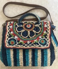 Crochet Multicolor Sholder Bag. Mikonos Bag. Handmade. Rare find.