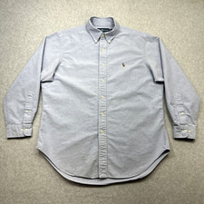 Ralph Lauren Oxford Shirt Men 16 32 33 Blue Flesh Pony Long Sleeve Button Down