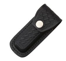 BLACK FINISH LEATHER BELT SHEATH FOR 3 1/2"  to 4" CLOSED FOLDING KNIFE SH1143