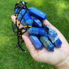 Natural Lapis Lazuli Crystal Pendant Healing Balance Amulet Women Men Necklace