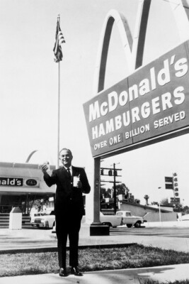 Ray Kroc Standing Outside Mcdonald's Vintage Print Wall Art Home - POSTER 20x30